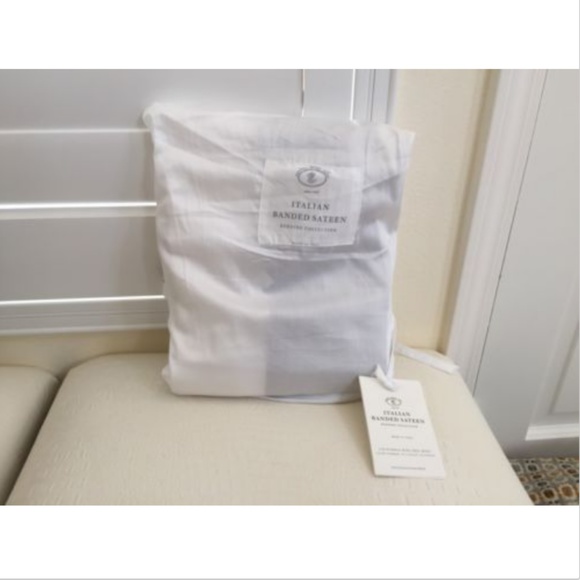 RESTORATION HARDWARE RH California KING Bed Skirt Sateen White Purple Banded NEW
